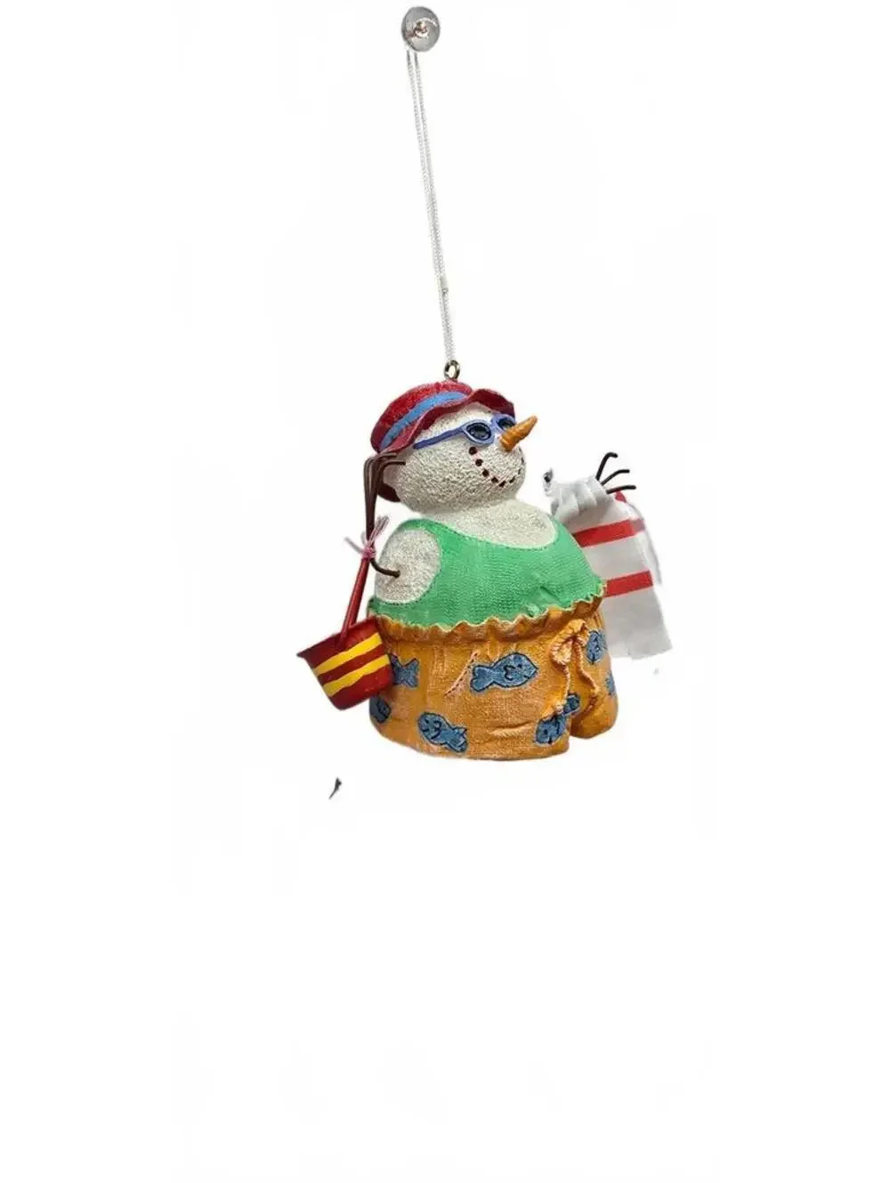 Handcrafted Hanging Snowman Ornament with Beach Theme